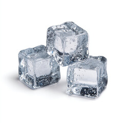Clear Ice Cubes with Melting Water Droplets, Refreshing Close-Up
