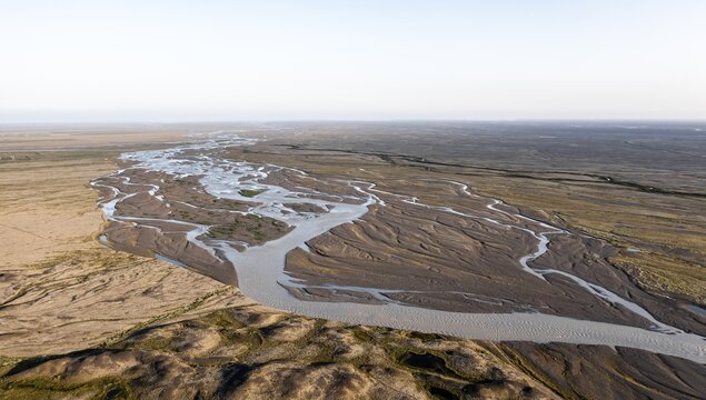 Glacial river meanders in alluvium, Iceland