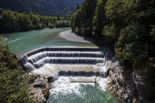 Lech with Lech Falls, F&uuml;ssen, Ostallg&auml;u, Allg&auml;u, Bavaria, Germany