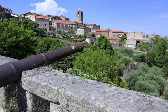 View over the city and the Lucano or clock tower, Monsanto, Historic village around the Serra da Estrela, Castelo Branco district, Beira, Portugal