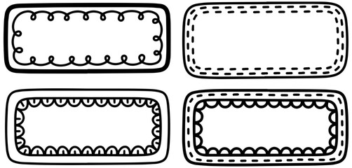 Obraz premium Set of decorative rectangular labels with scalloped edges and dotted lines for design