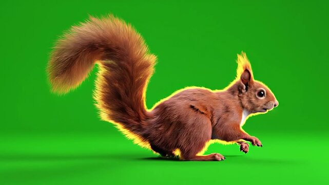 Cute squirrel actively moving, video animation