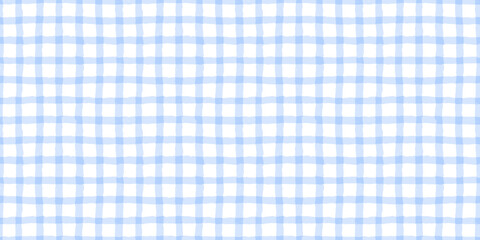 Watercolor baby stripe pattern seamless with soft blue check grid on light background. Baby watercolor pattern with gentle stripe lines and plaid rhythm for nursery fabric or tablecloth © ✦ Bizarre Factory ✦