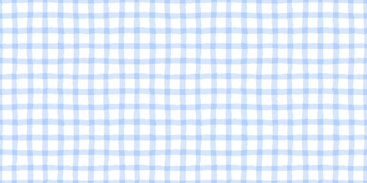 Watercolor baby stripe pattern seamless with soft blue check grid on light background. Baby watercolor pattern with gentle stripe lines and plaid rhythm for nursery fabric or tablecloth