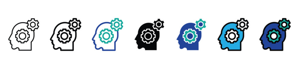 Obraz premium Human Head Settings and Configuration Gear Icon Set