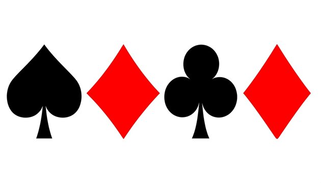 Four suits from playing cards spade, diamond, club, diamond on a white background