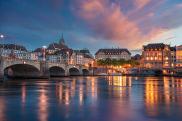 Basel, Switzerland. Cityscape image of Basel, Switzerland during dramatic sunset.