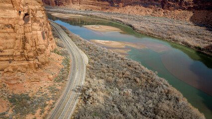 Colorado River and Potash Road below Moab, Utah