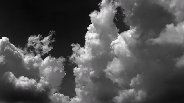 Time-lapse of multiple white clouds moving across a black background