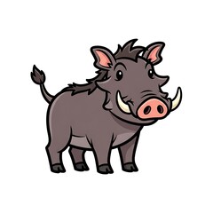 Fototapeta premium Cartoon warthog animal illustration.