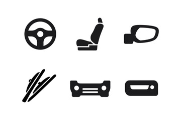 Fototapeta premium Car Icon Set, automotive, vehicle, solid black icon set vector illustration