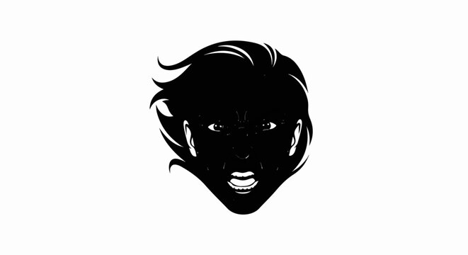 Black silhouette of a person's face with an angry expression