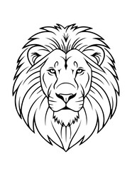 Obraz premium A powerful lion head mascot vector illustration featuring a black silhouette of the wild animal face isolated on white for a nature-inspired tattoo or wildlife symbol