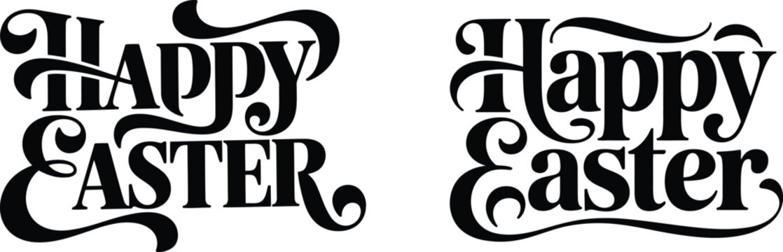 Set of 2 Happy Easter vector text typography designs