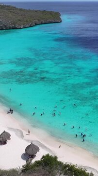 Cas Abao Beach At Willemstad In Netherlands Curacao. Island Beach. Blue Sea Landscape. Willemstad At Netherlands Curacao. Tourism Background. Nature Seascape.