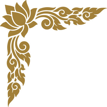 Thai Art traditional asian luxury line art, Decorative, lai Thai Pattern flat Illustration element graphic design	