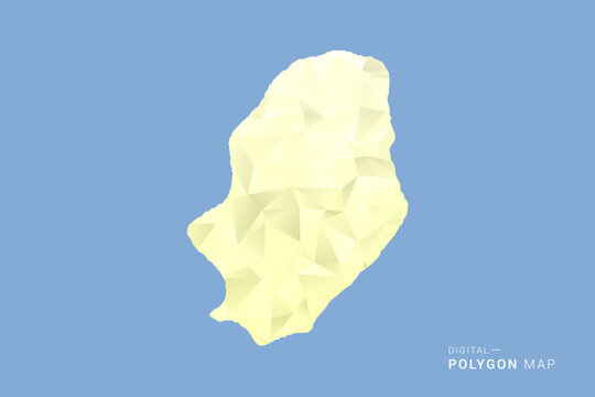 Niue Map in low poly polygon vector style, geometric shape illustration with soft yellow tones on blue background, clean silhouette for infographic.