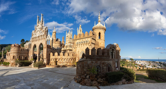 The recently built (90-ies) castle in Benalmadena at the Costa del Sol in Spain on a sunny day in winter 