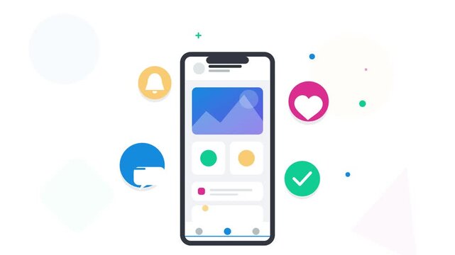 Social Media App Interface on Smartphone with Heart Icon