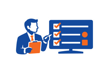 Project Management Flat Icon, Business Task Checklist Planning Vector