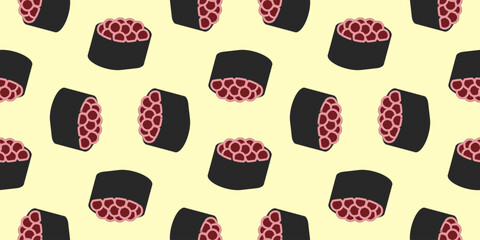 sushi seamless pattern. sushi roll icon illustration. uramaki sushi icon illustration © Faisal Amru