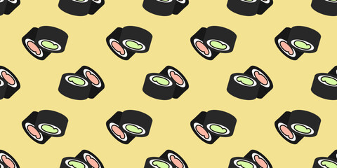 sushi seamless pattern. sushi roll illustration. hosomaki sushi icon illustration © Faisal Amru