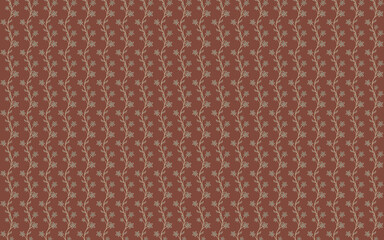 Fototapeta premium Seamless pattern of repeating vertical beige vine motifs illustration vector brown background