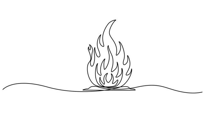 Animated self drawing of  Continuous One Single Line Drawing of Fire, Minimalist Flame Art, Single continuous one line drawing Trending Flame Symbols, 4k
