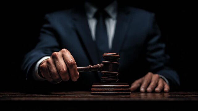 Judge's gavel striking decision