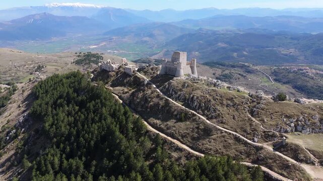 Rocca di Calascio, Abruzzo, Italy, aerial drone view