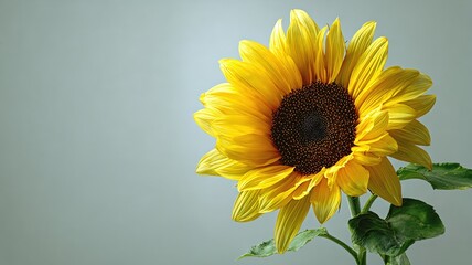 Obraz premium Bright Yellow Sunflower Flower Minimalist Botanical Nature Background