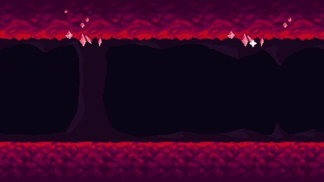 Pixel crystal cave scrolling background animation