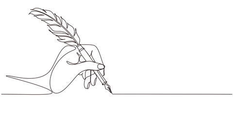line art hand writing continuous line art drawing hand with pen line art illustration