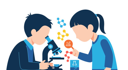 Fototapeta premium Two people working in science lab.