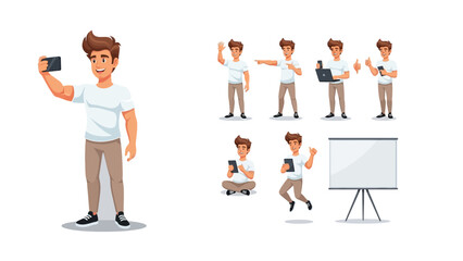 Dynamic Daily Life: This illustration sequence captures the daily actions and routines of a vibrant young male, navigating everyday activities with a modern touch. © AbuAbdillah