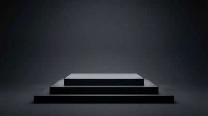 Obraz premium Minimalist Black Podium with Grey Background.