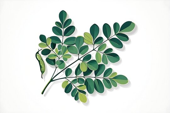 moringa leaves on a white background
