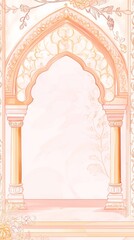 Obraz premium Traditional Mughal Wedding Card Design, Invitation template with place for text. Beautiful had painted template