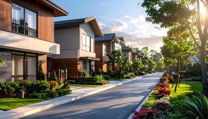 Fototapeta premium Houses avenue view