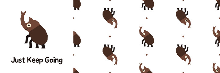 Insect cutout card with beetle bug flying. Whimsical insect card for kids decor and stationery. © Елена Сорокина