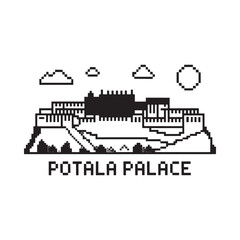 Obraz premium Pixel art depiction of the Potala Palace in a minimalist style