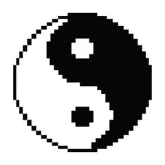 Pixel art vector yin and yang symbol in
