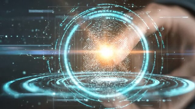 Digital Interaction: A hand interacts with an illuminated digital interface, symbolizing innovation, connection, and the cutting edge of technology. 