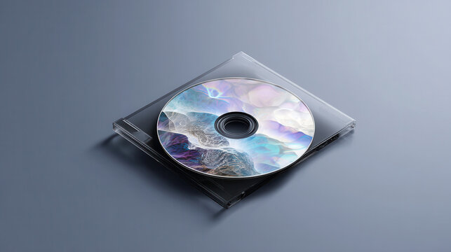 Realistic CD Case Mockup on Reflective Backdrop