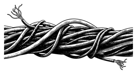 Tightly twisted bundle of wires forming a thick cable or rope © Tomas