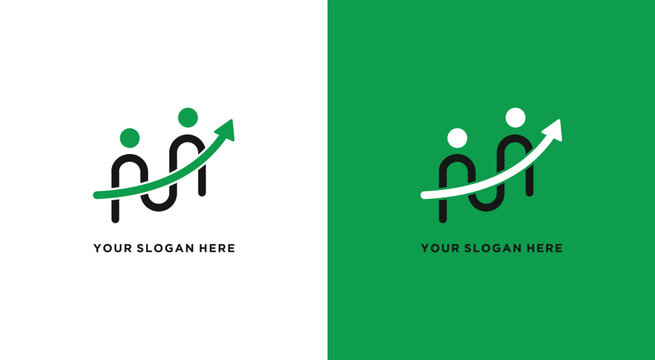 People growth logo with upward arrow and slogan.