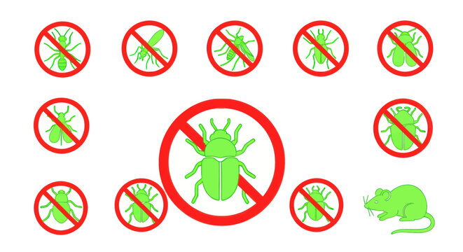 Pest Control Icons: Insects, Bugs, and Rodent Extermination Signage