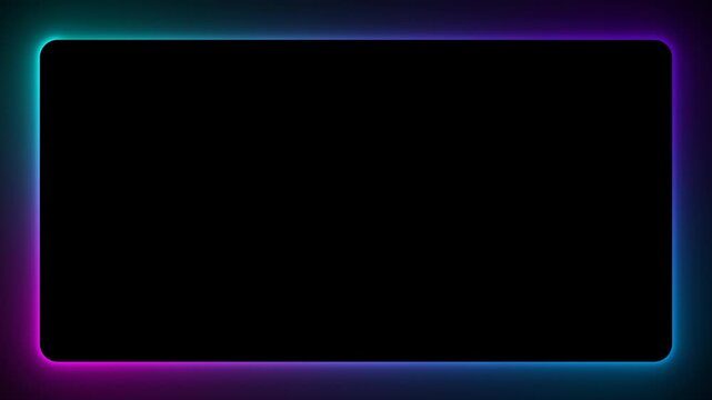 abstract neon lights border frame isolated alpha channel loop animation, technology and game stream overlay motion desin element