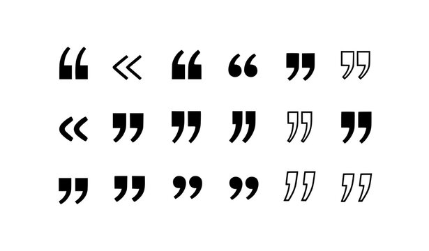 Minimal Quote Mark Icon Set. Quotation Marks Symbol Collection Vector Illustration