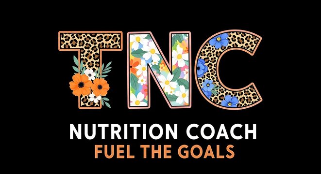 Colorful logo featuring the letters TNC with floral and leopard print details and tagline